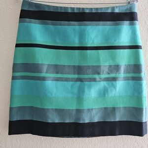 LOFT Striped Aqua & Teal Mini Skirt